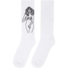 Palm Angels White Graphic Socks