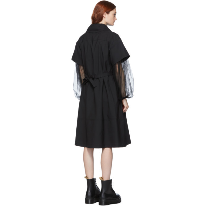 Tricot Comme des Garcons Black Belted Oversize Collar Dress Tricot