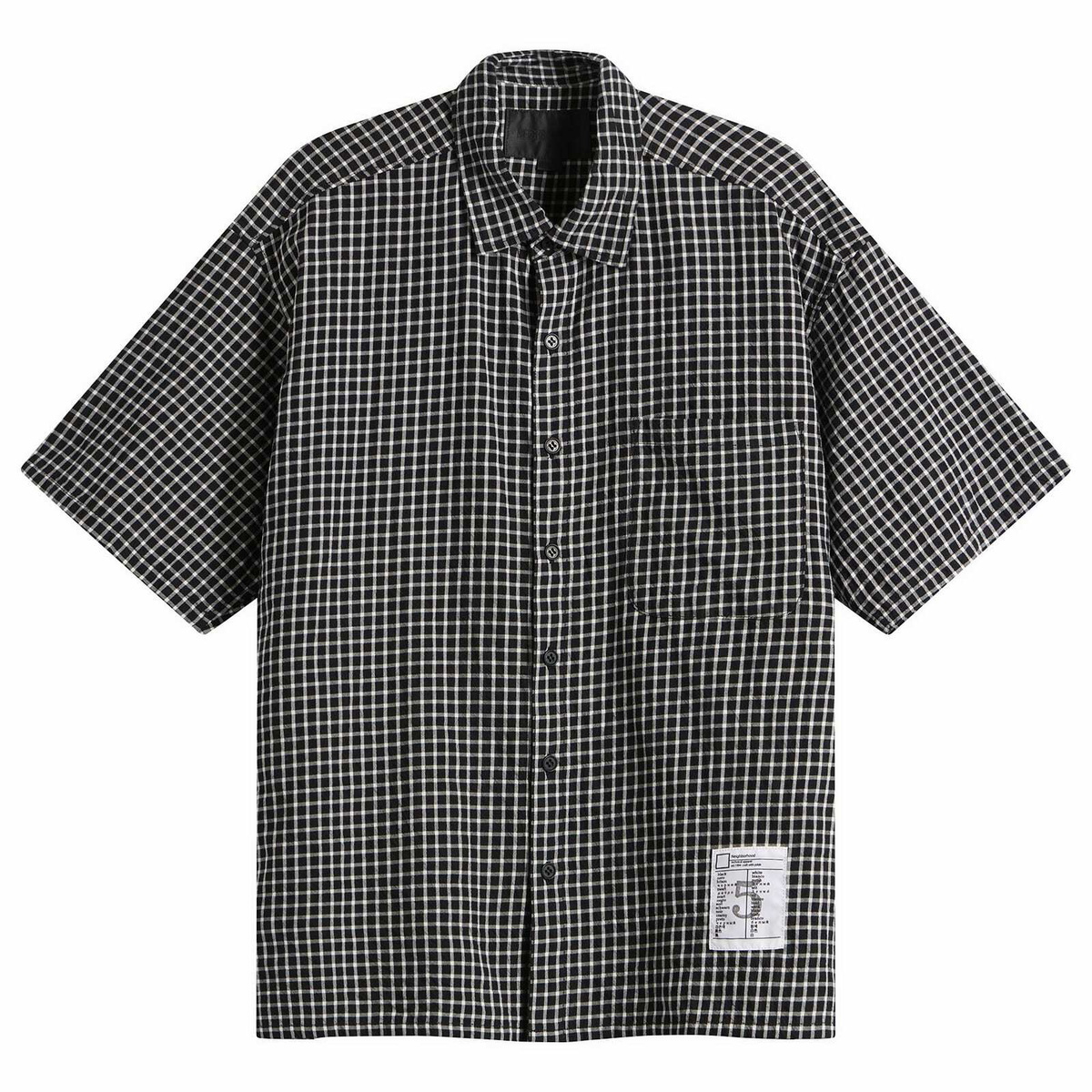 Neighborhood Men's BW Check Short Sleeve Shirt in Black