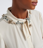 Prada Embellished silk crêpe midi dress