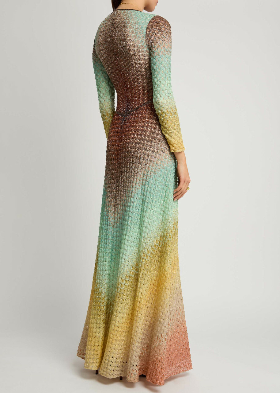 sachin and babi light blue dress Missoni Metallic Dégradé Knitted Maxi Dress Multicoloured Missoni
