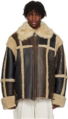ADER error Brown Paneled Leather Jacket