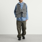 Engineered Garments Men's Herringbone Wool Fowl Vest in Dark Grey