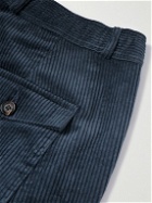 Oliver Spencer - Hudson Straight-Leg Cotton-Corduroy Drawstring Trousers - Blue