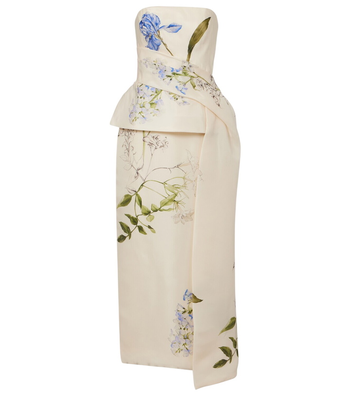 Photo: Monique Lhuillier Draped floral silk cocktail dress