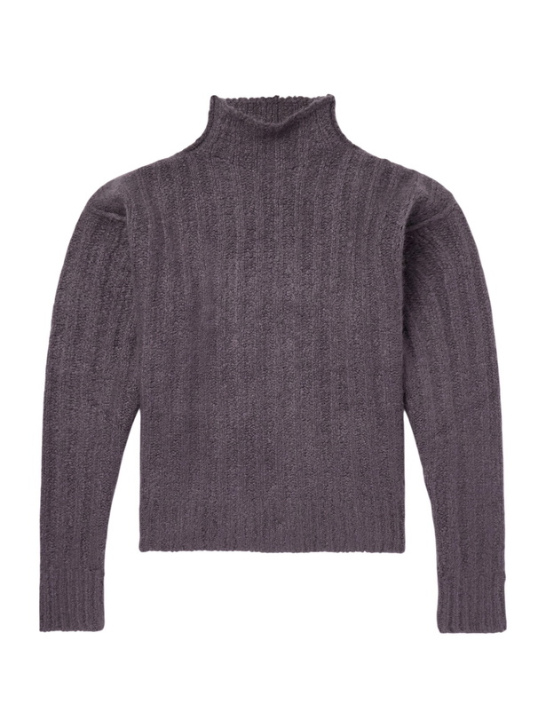 Photo: Rick Owens - Ribbed Cashmere and Silk-Blend Rollneck Sweater - Purple