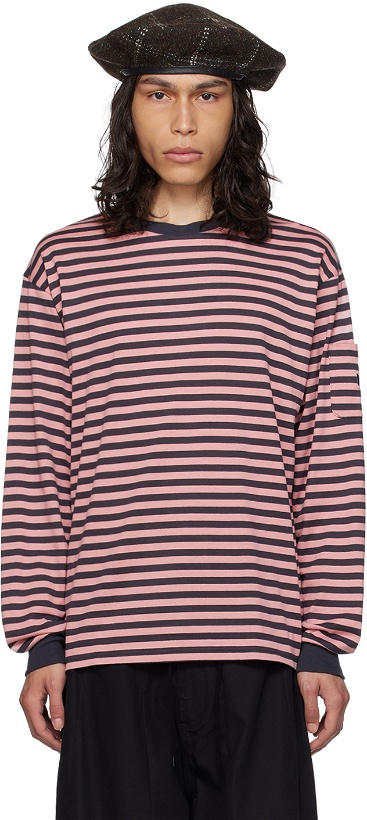 Photo: NEEDLES Pink & Gray Striped Long Sleeve T-Shirt