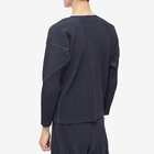 Homme Plissé Issey Miyake Men's Long Sleeve Pleated T-Shirt in Navy