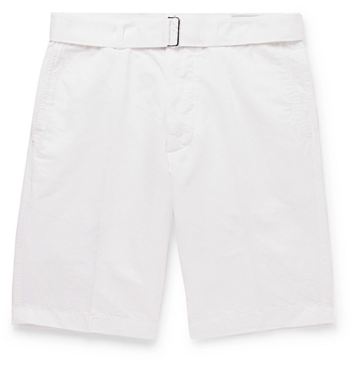 Photo: Officine Generale - Julian Slub Cotton and Linen-Blend Shorts - Men - White