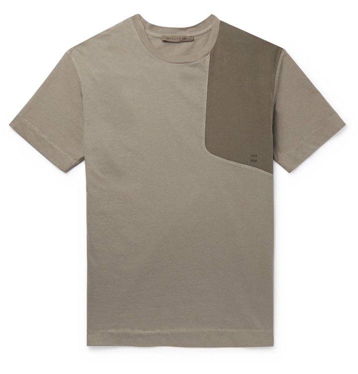 Photo: 1017 ALYX 9SM - Slim-Fit Shell-Panelled Cotton-Jersey T-Shirt - Green
