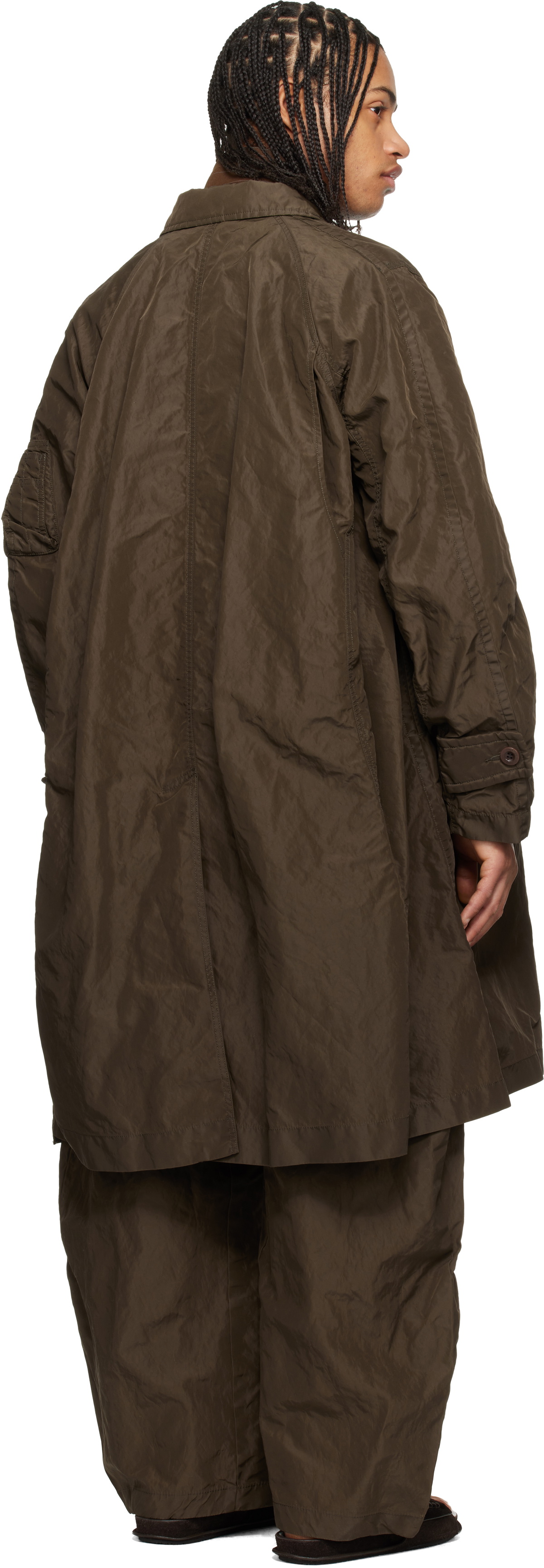 sacai Khaki Treated Nylon Twill Coat Sacai