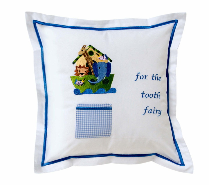 Photo: Jacaranda Living Tooth Fairy Pillow Cover, Noah's Ark (Blue)