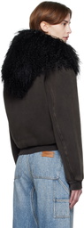 Alexander Wang Gray Faded Shearling Hoodie
