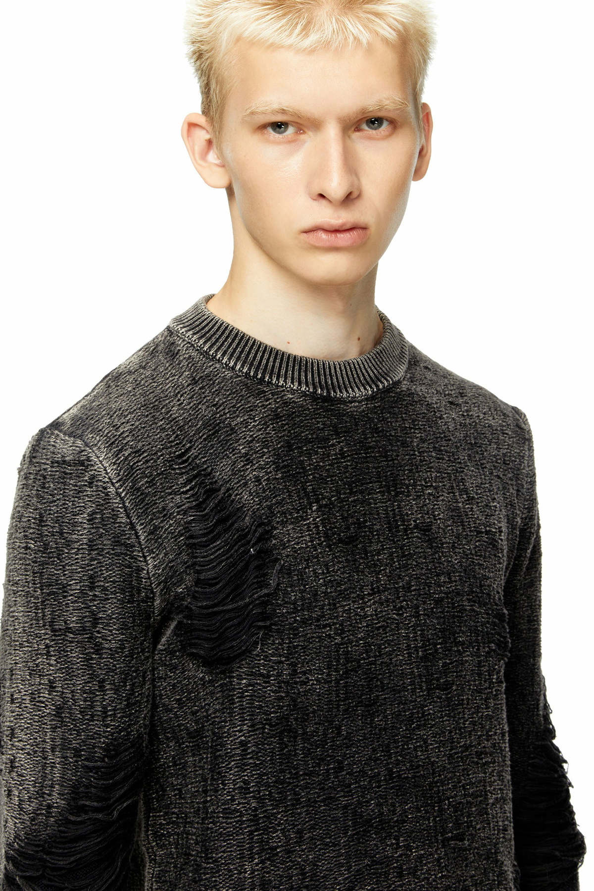Diesel Destroyed jumper with floating yarns - Knitwear Mens in Black