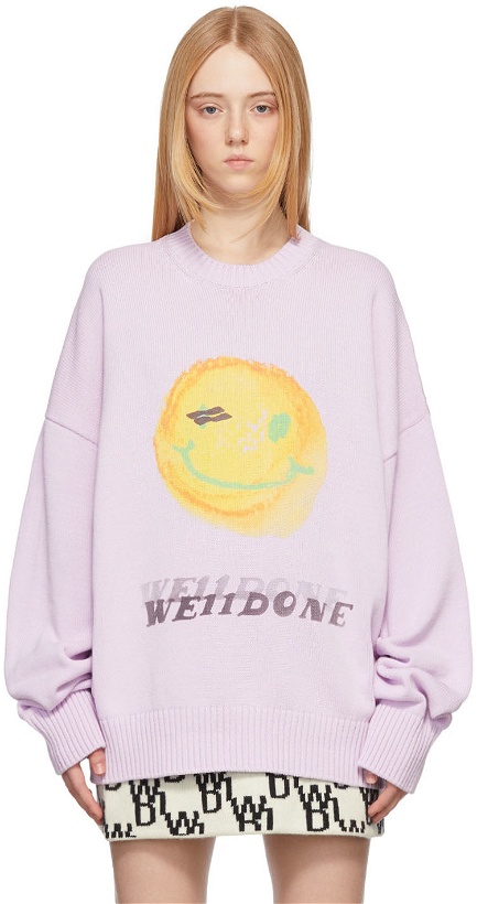 Photo: We11done Purple Knit Smiley Sweater