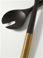 L'Objet - Alhambra Set of Two Smoked Ash and Gold-Tone Serving Spoons