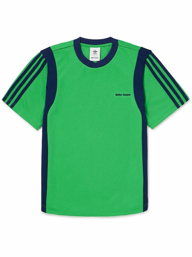 Photo: adidas Originals - Wales Bonner Webbing-Trimmed Striped Stretch Recycled-Jersey T-Shirt - Green