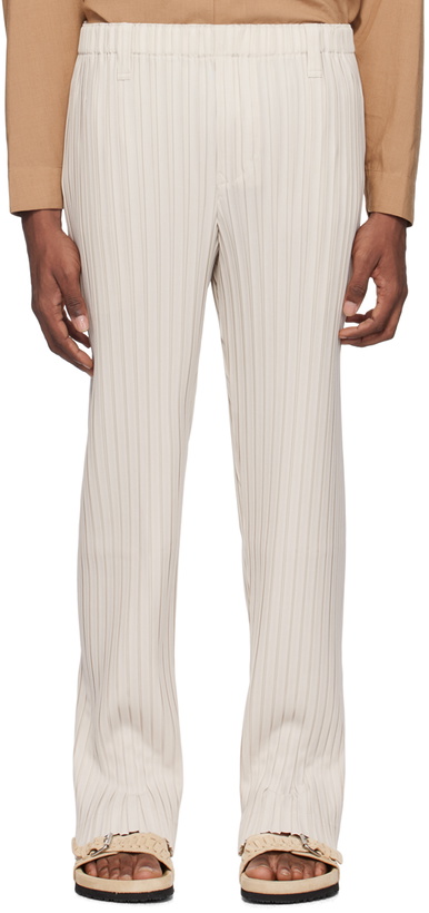 Photo: HOMME PLISSÉ ISSEY MIYAKE Beige Box Pleats Ensemble Trousers