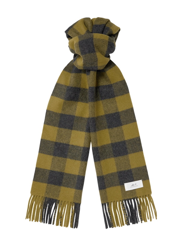 Photo: Mr P. - Logo-Appliquéd Fringed Checked Wool and Cashmere-Blend Scarf