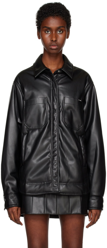 Photo: Staud Black Voyaging Faux-Leather Jacket