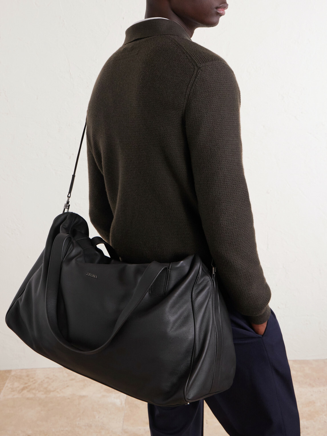 Zegna - Leather Weekend Bag - Brown