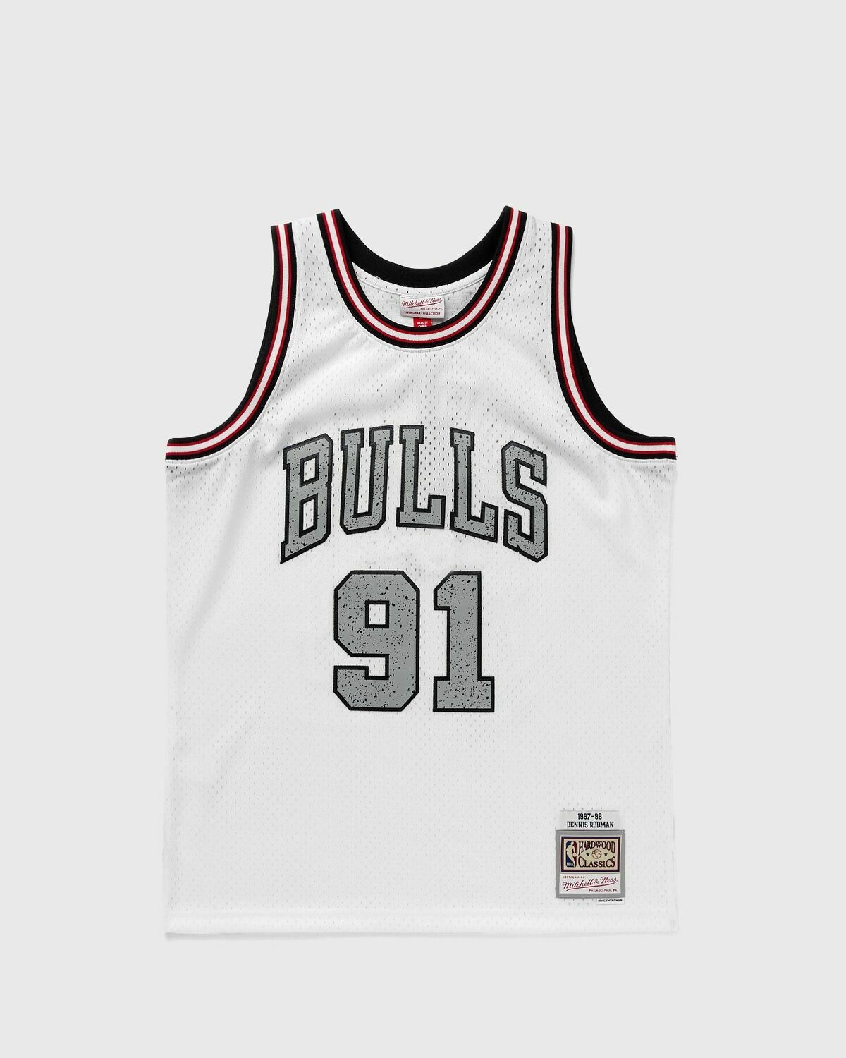Mitchell & Ness Nba Cracked Cement Swingman Jersey Bulls 1997 98 Dennis Rodman #91 White - Mens - Jerseys