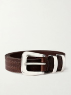 Brunello Cucinelli - 2cm Croc-Effect Leather Belt - Brown