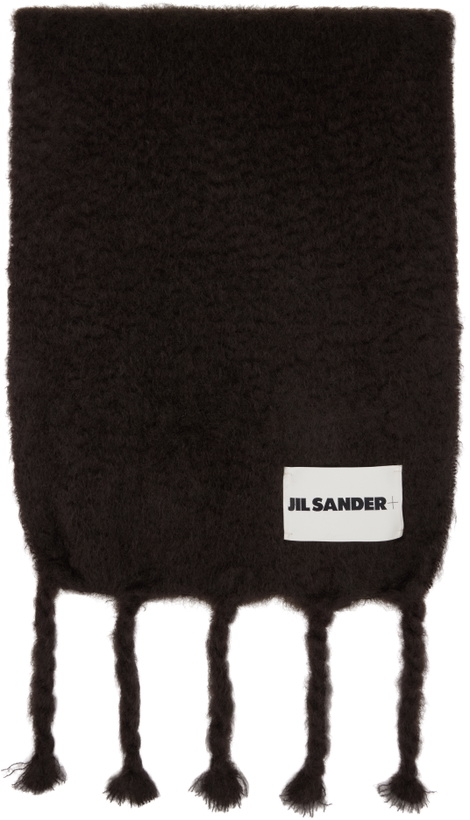 Photo: Jil Sander Brown Wide Wool Blend Scarf