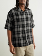 LOEWE - Camp-Collar Checked Crinkled-Twill Shirt - Black