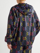 GUCCI - Logo-Print Shell Hooded Jacket - Blue