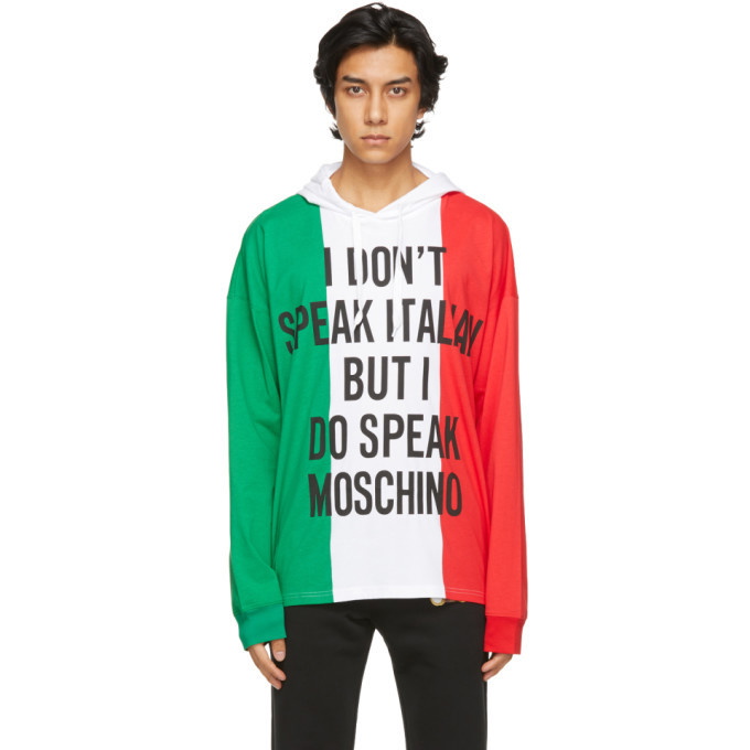 Photo: Moschino Multicolor Italian Slogan Hoodie