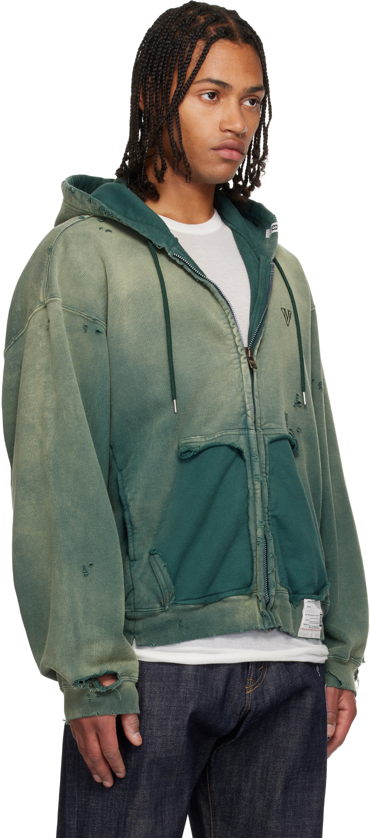 Maison MIHARA YASUHIRO Green Sun Faded Like Zip-Up Hoodie