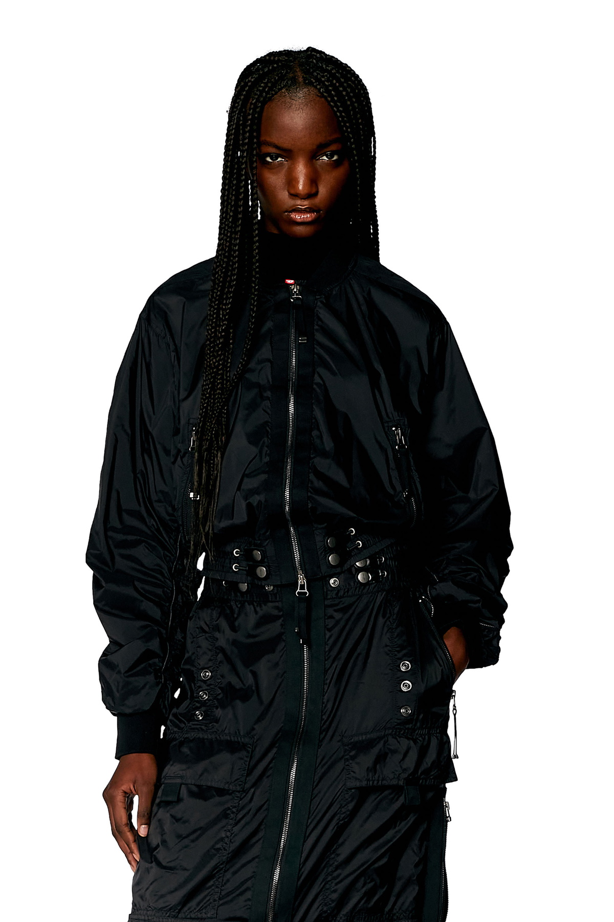 Diesel Bomber jacket in light nylon - Jackets Womens in Black