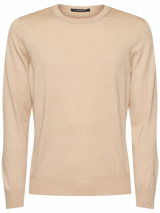 Photo: TAGLIATORE Gray Silk & Cotton Crewneck Sweater