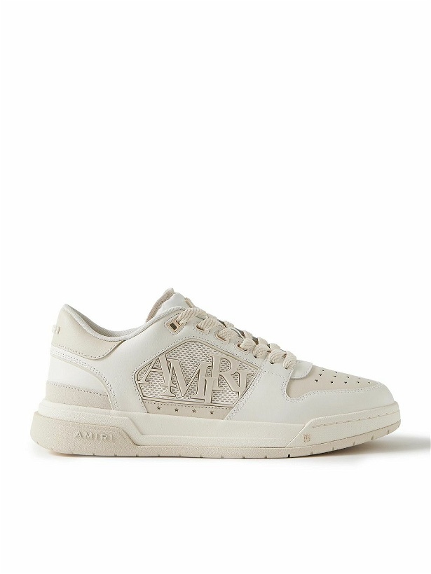 Photo: AMIRI - Classic Low Logo-Appliquéd Suede and Rubber-Trimmed Leather Sneakers - Neutrals