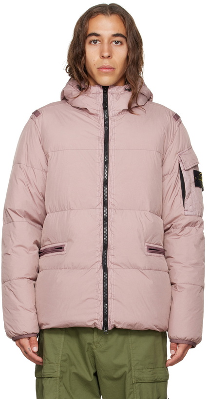 Photo: Stone Island Pink Garment-Dye Crinkle Reps R-Ny Down Jacket