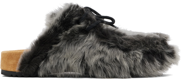 Photo: Dries Van Noten Gray Shearling Clogs
