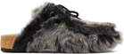 Dries Van Noten Gray Shearling Clogs