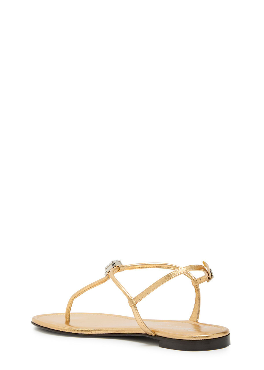 Giuseppe Zanotti Hobby 10 Crystal-embellished Leather Sandals Gold