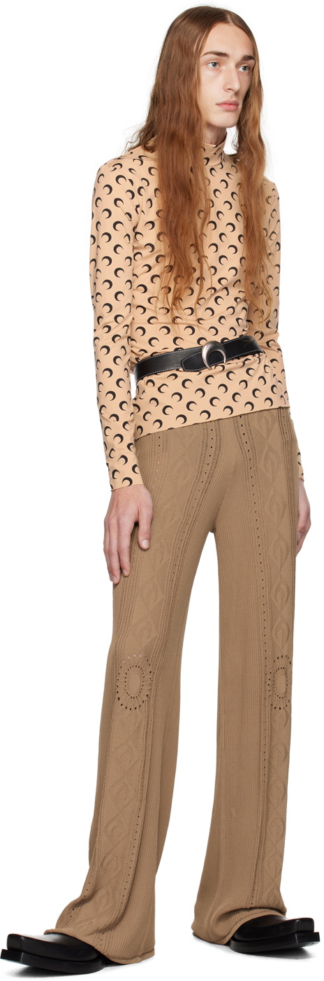 Marine Serre Tan All Over Moon Print Turtleneck
