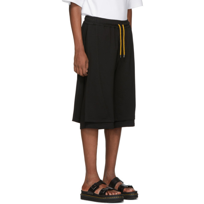Pyer Moss Black Side Wave Double Layered Shorts