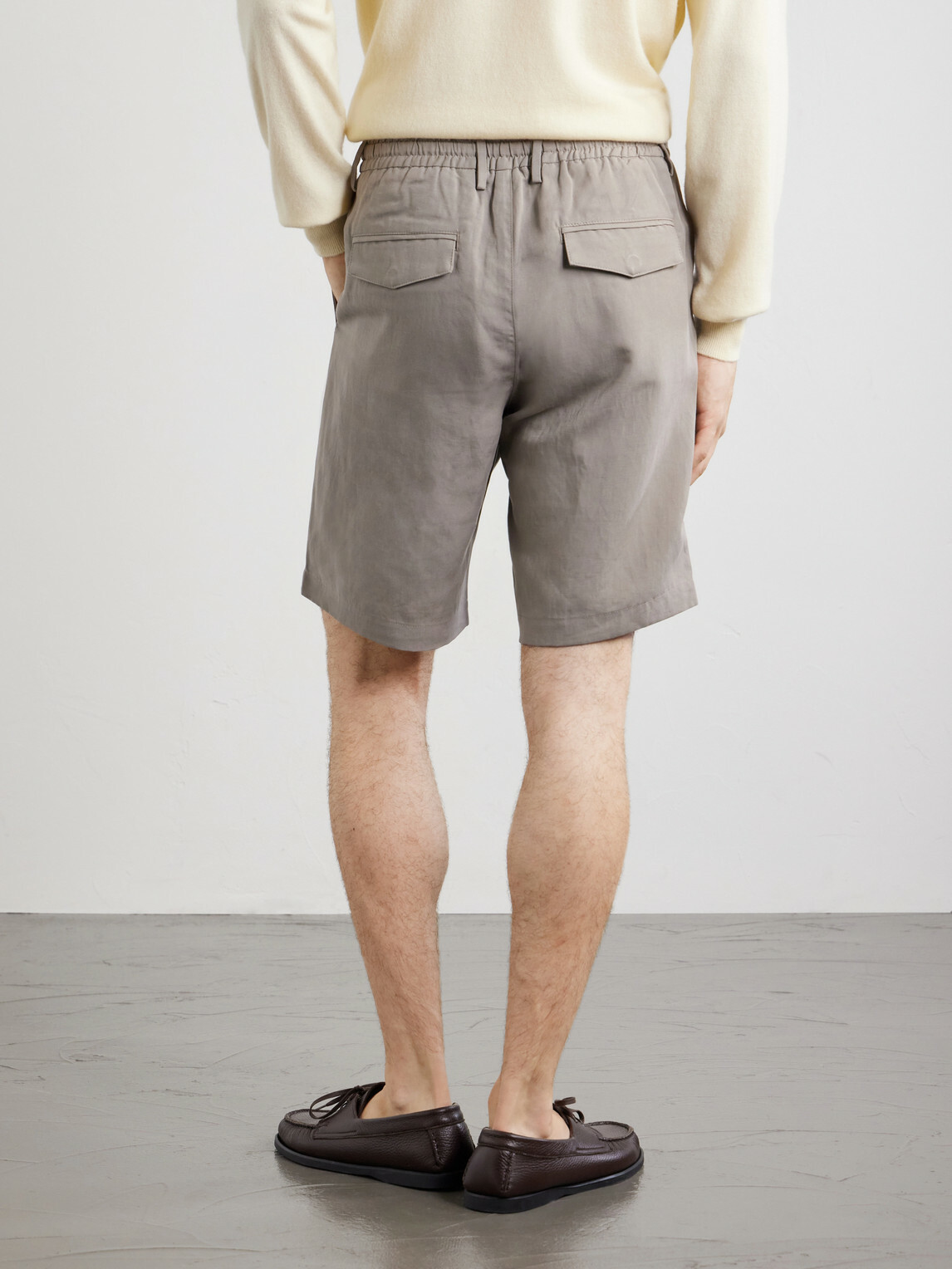 Eleventy - Wide-Leg Lyocell and Linen-Blend Twill Shorts - Gray