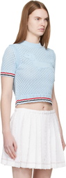 Thom Browne Blue Cotton Pointelle Hector RWB Sweater