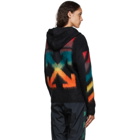 Off-White Black Brushed Mohair Diag Zip-Up Hoodie