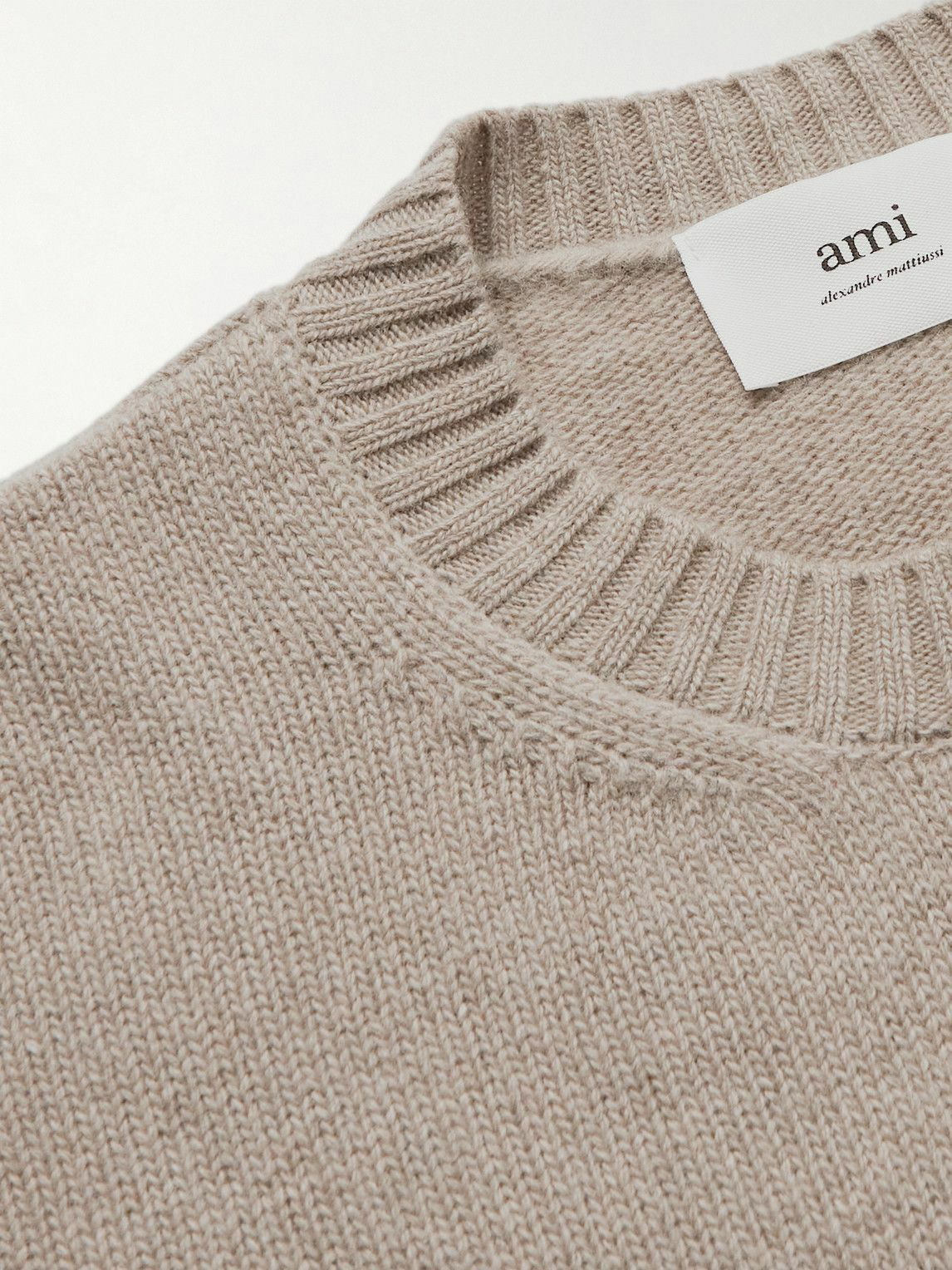 AMI PARIS - Logo-Jacquard Wool Sweater - Neutrals
