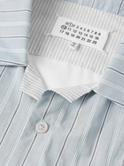 Maison Margiela - Camp-Collar Patchwork Striped Cotton-Poplin Shirt - Blue