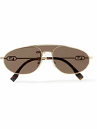 Fendi - O'Lock Aviator-Style Gold-Tone Sunglasses