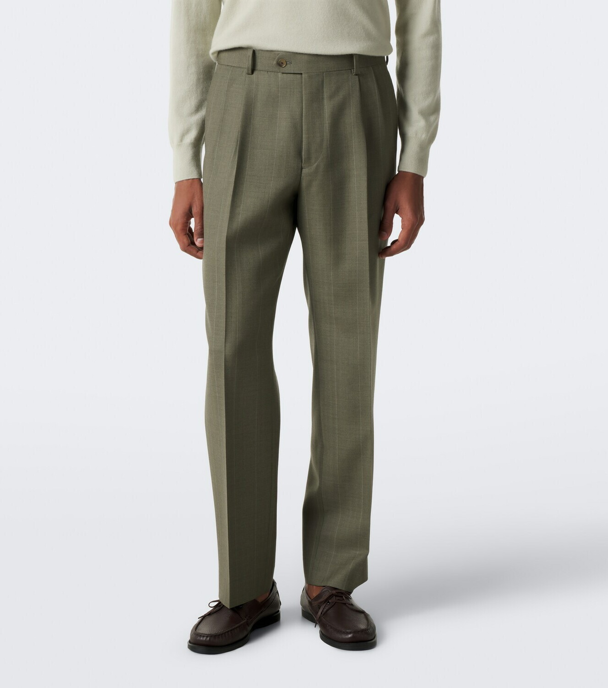 Auralee Chalk stripe wool straight pants
