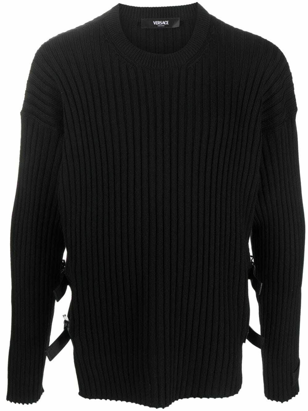 VERSACE - Buckles Detail Wool Sweater Versace