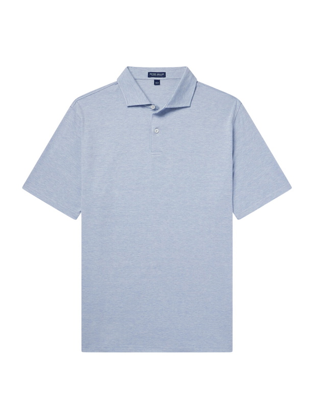 Photo: Peter Millar - Cotton-Blend Herringbone Polo Shirt - Blue